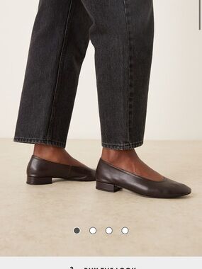 Mango Dark Brown Leather Ballet Flats